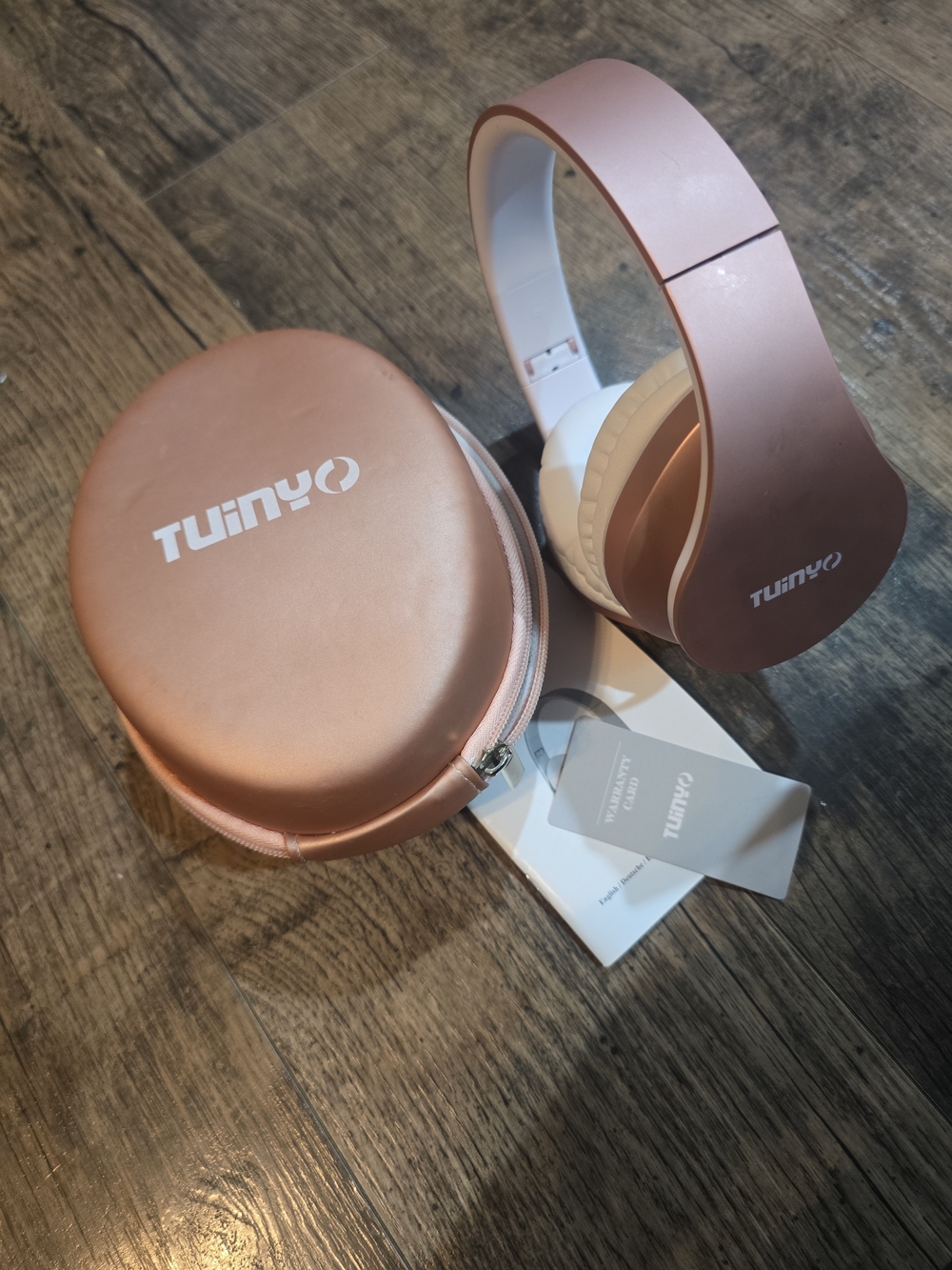 Rose Gold On-Ear Headphones with Carrying Case